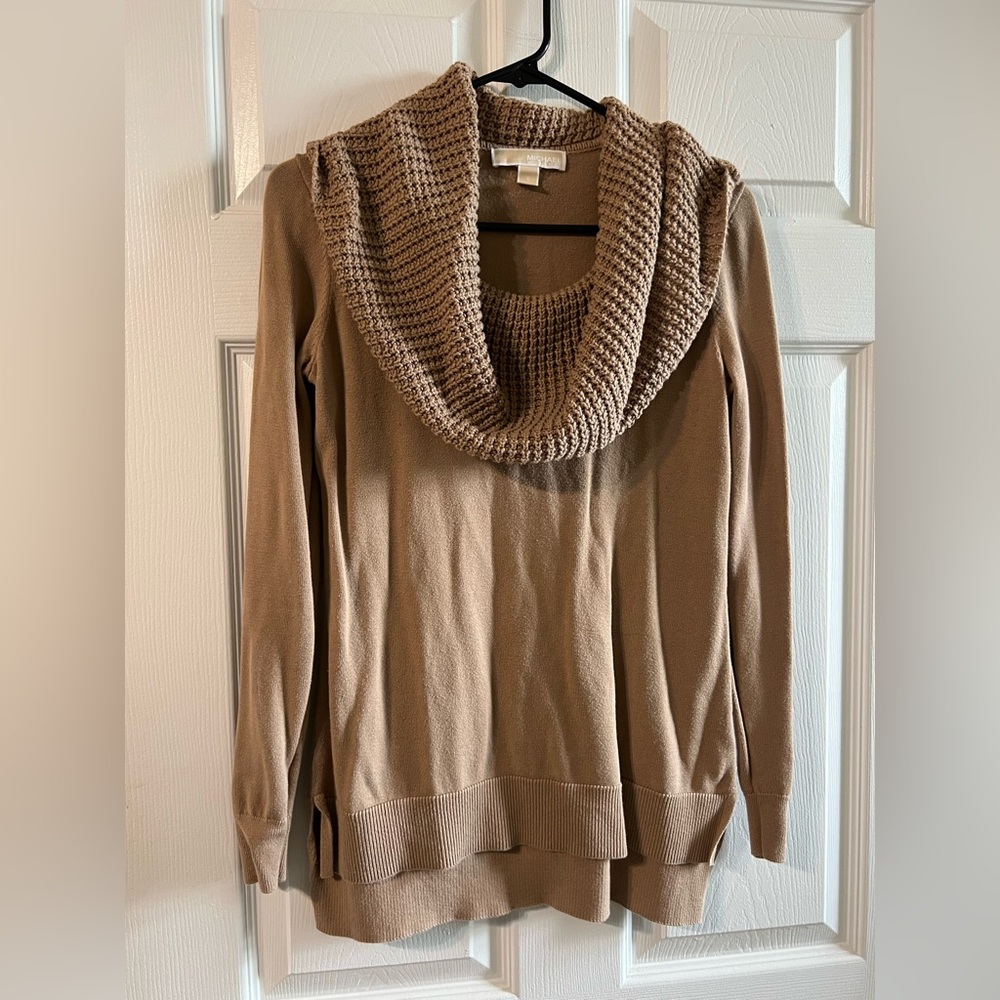 Michael Kors Cozy Tan Cowl Neck Sweater